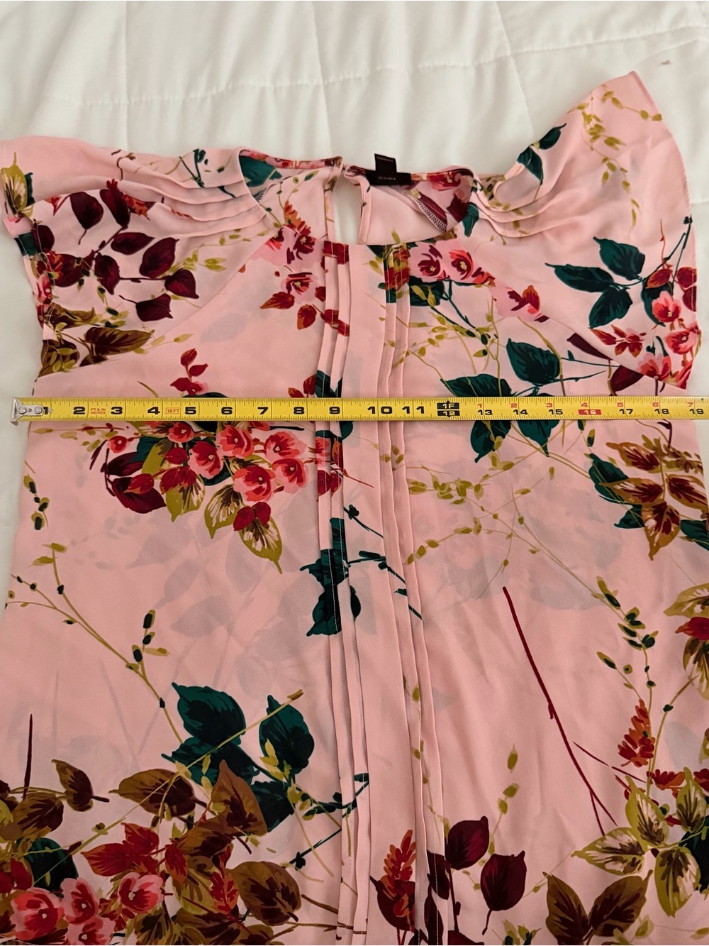 Pink Floral Pleated Flutter Sleeve Blouse - Picture 5 of 8